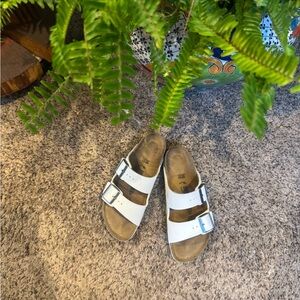 White Double-Buckle Women's Sandals